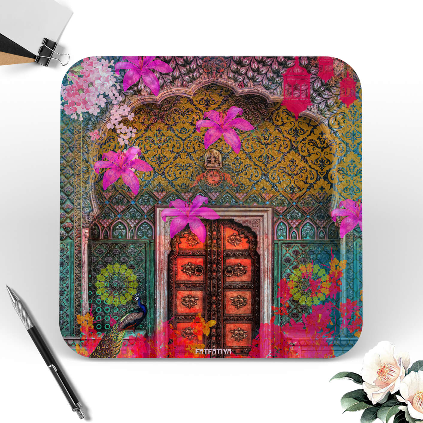 Flowery Heritage Door Table Coasters – Set of 6