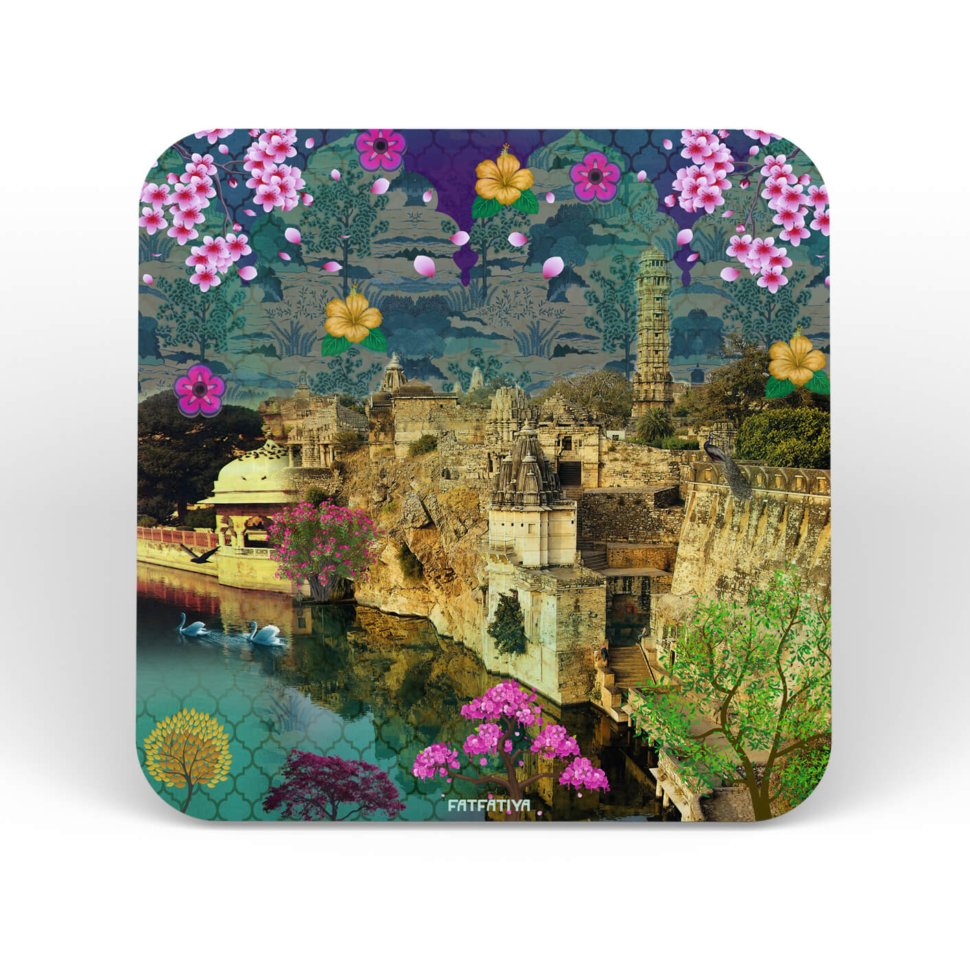 Flower and Dome Set of 6 Piece Drink Coasters