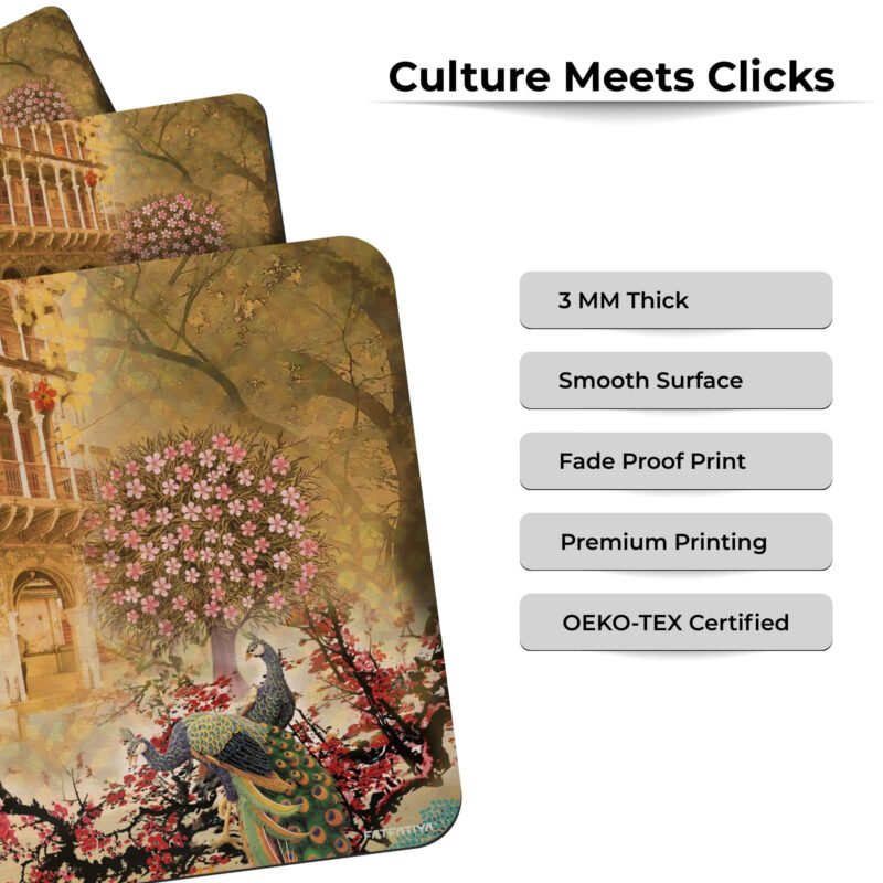 Cool Peacock and Haveli Artisan Mousepad - Image 5