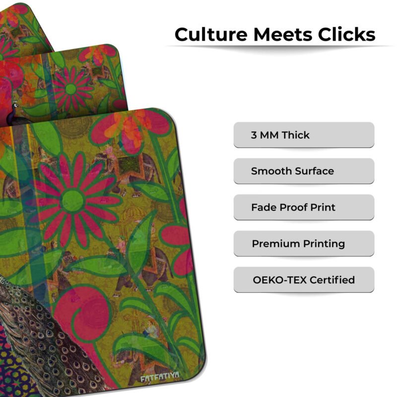 Beautiful Peacock Aesthetic Computer Mouse Pad - Image 5