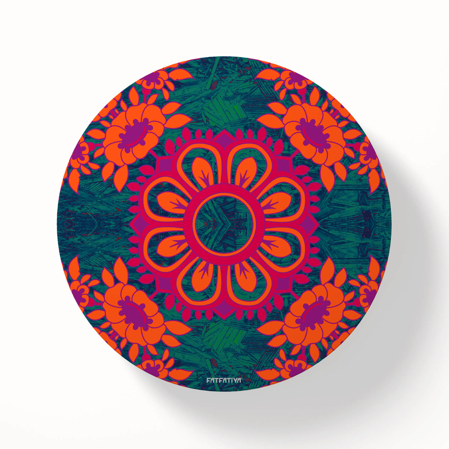 Magnificent Flower Motif Set of 6 Printed Round Coasters