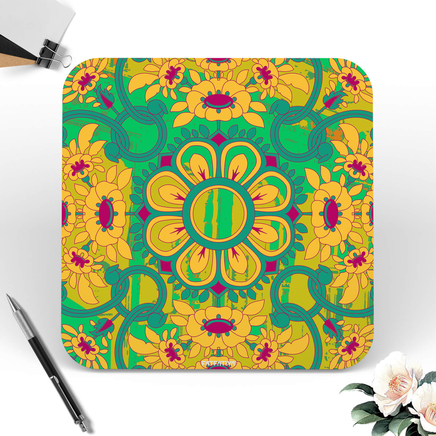 Gorgeous Flower Motif Coaster for Dining Table Set of 6