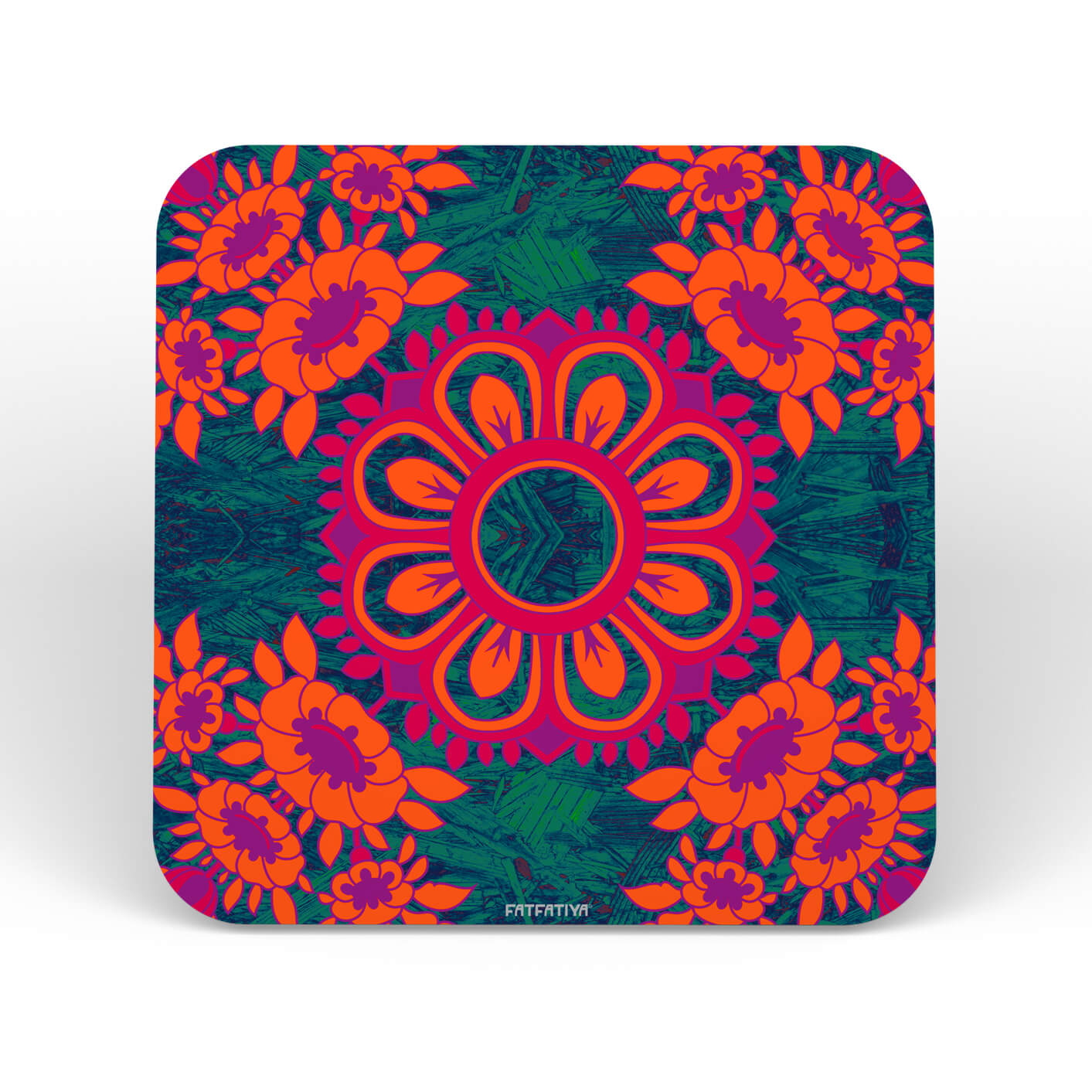 Magnificent Flower Motif Set of 6 Printed Coasters