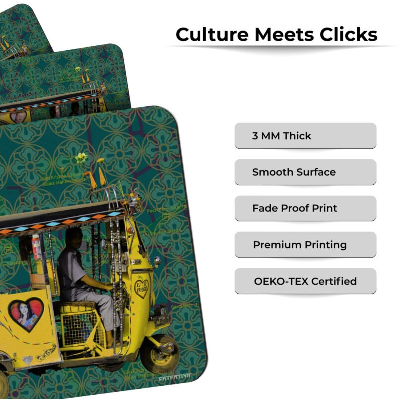 Yellow Auto Rickshaw Best Mouse Pad - Image 5