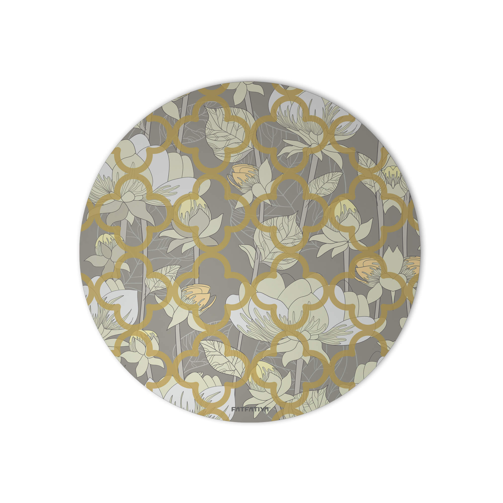 White Lotus Flower Round Office Mouse Pad