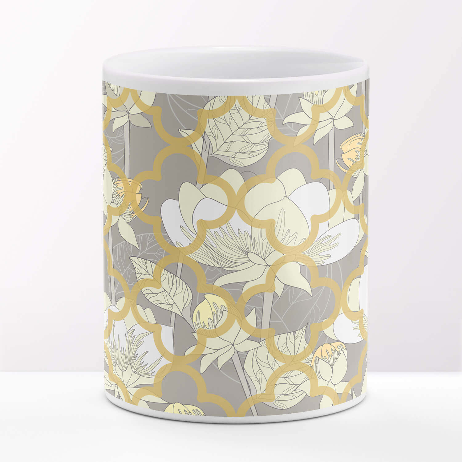 White Lotus Flower Coffee Mug
