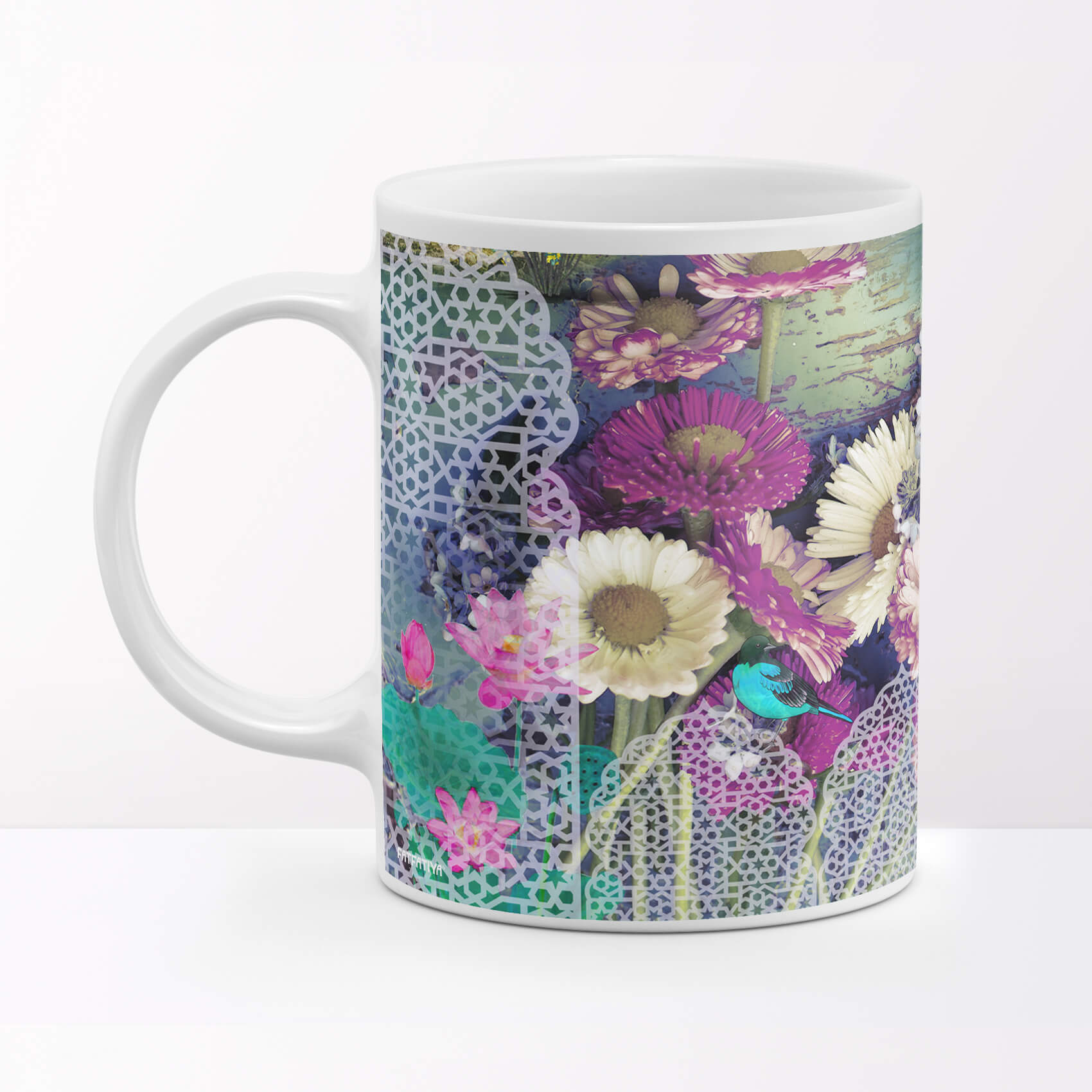 Purple White Flower Coffee Mug