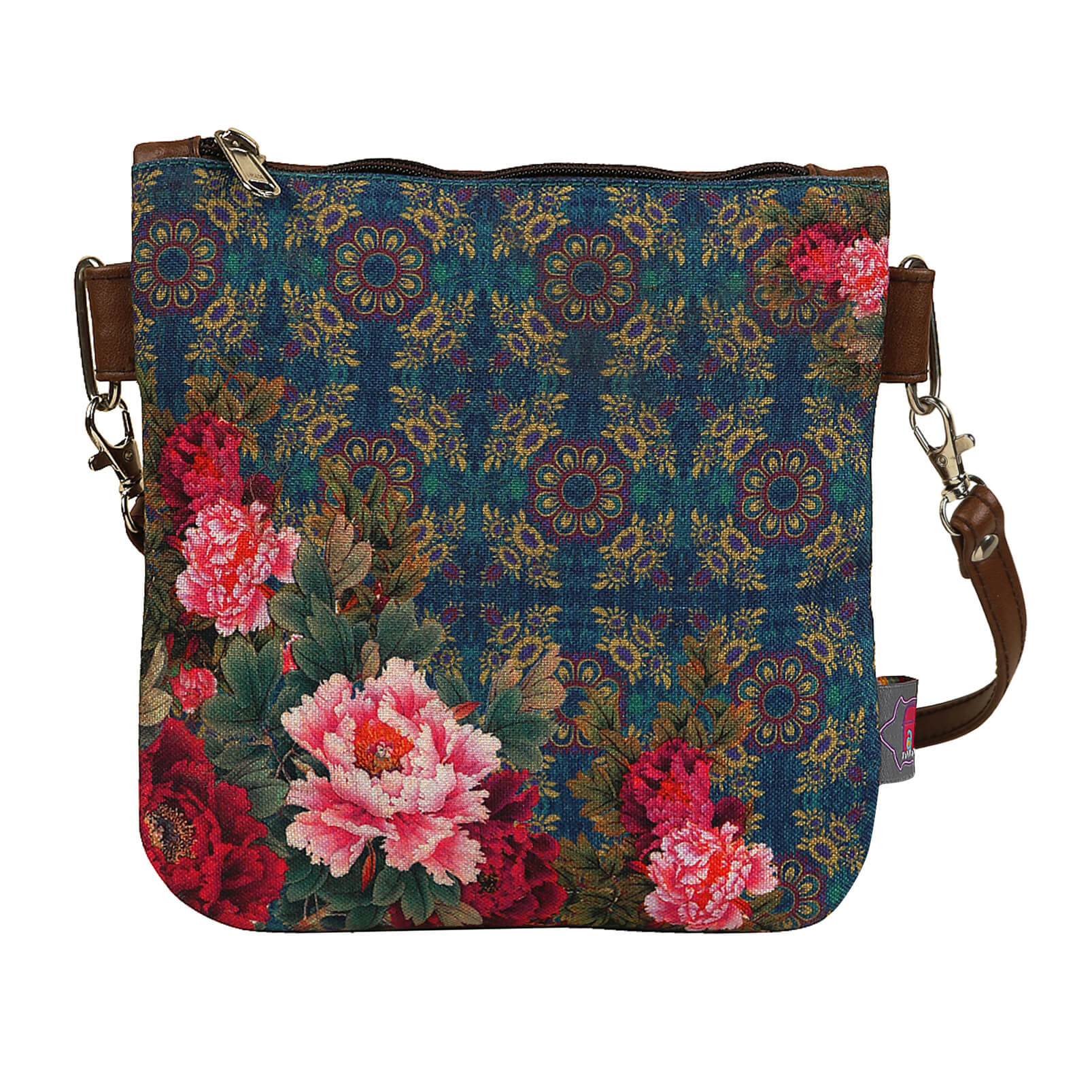 Geometric Floral Design Girls Sling Bag