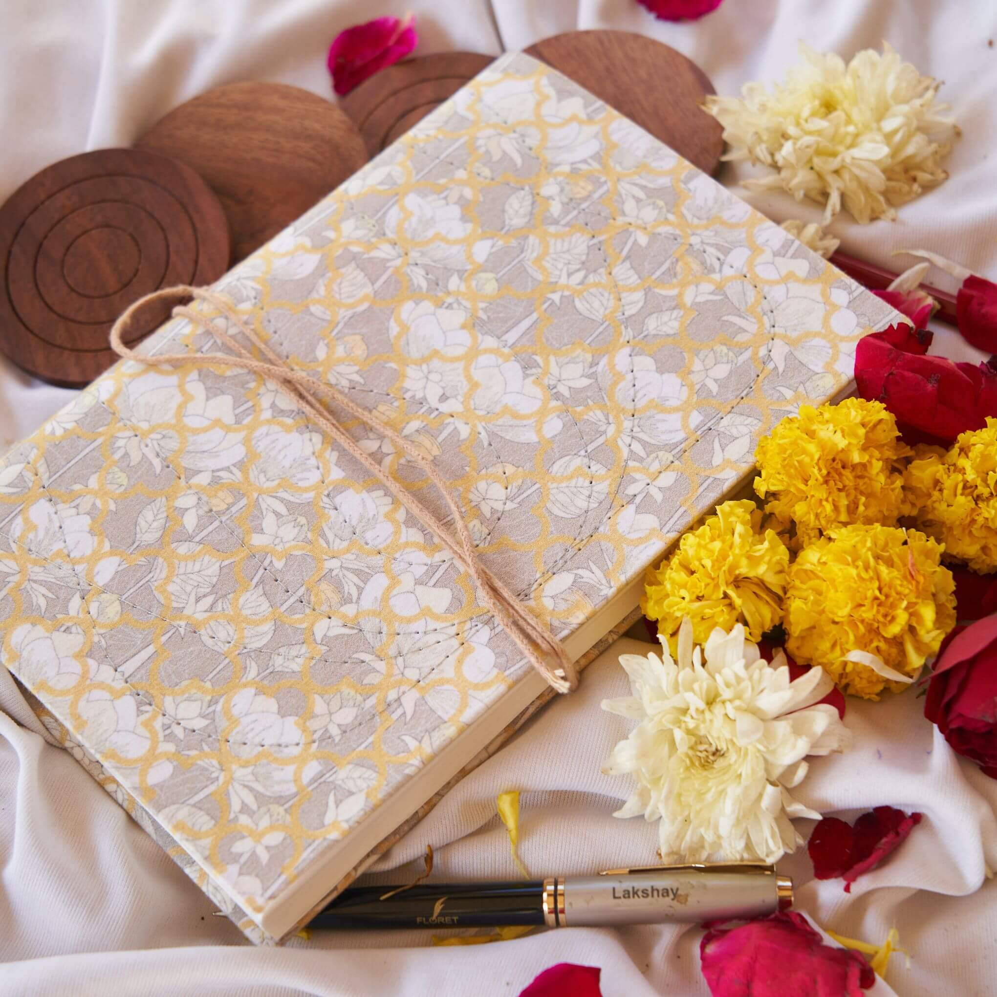 Lotus Flower Pattern Handmade Diary