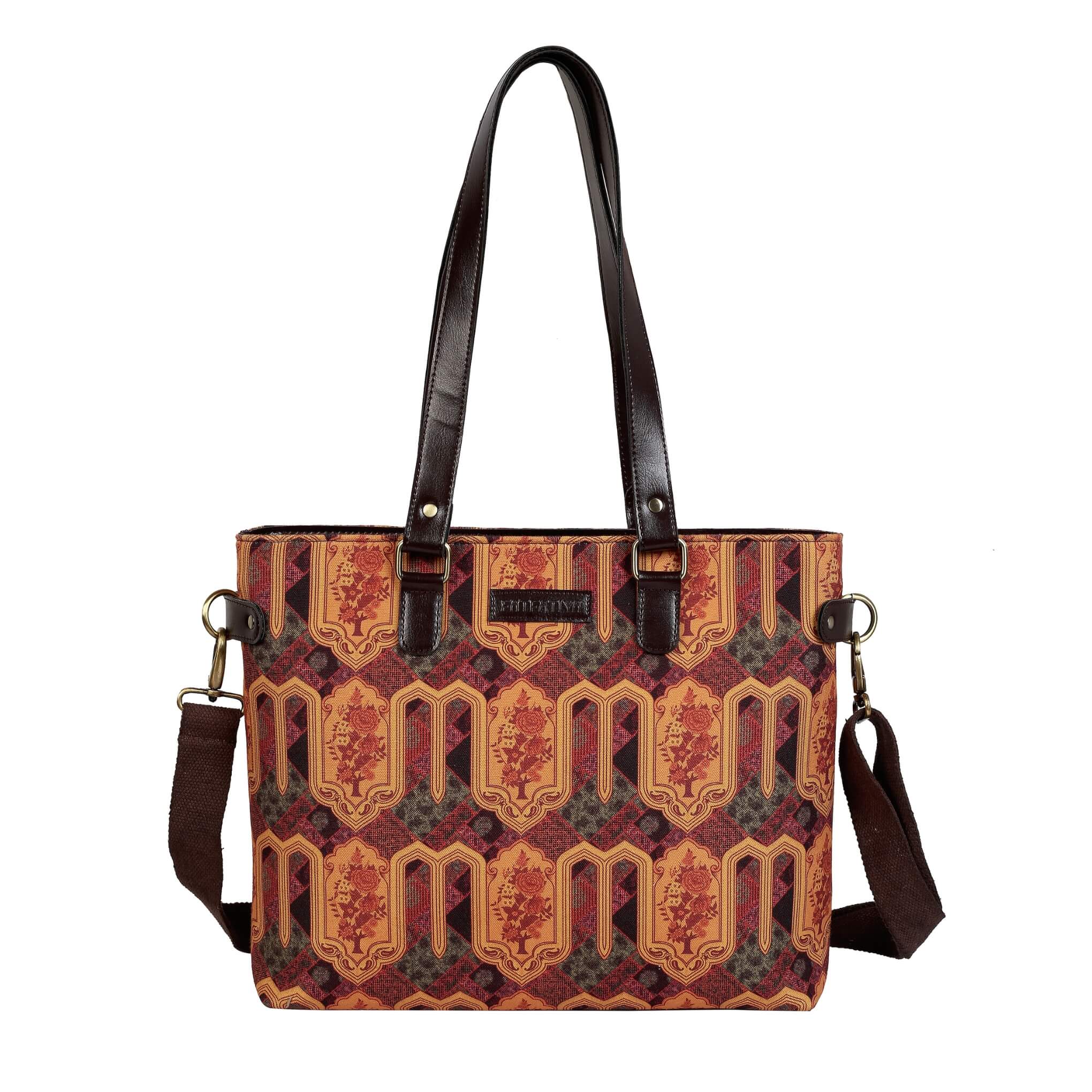 Flowers Design Tote Bag with Laptop Compartment