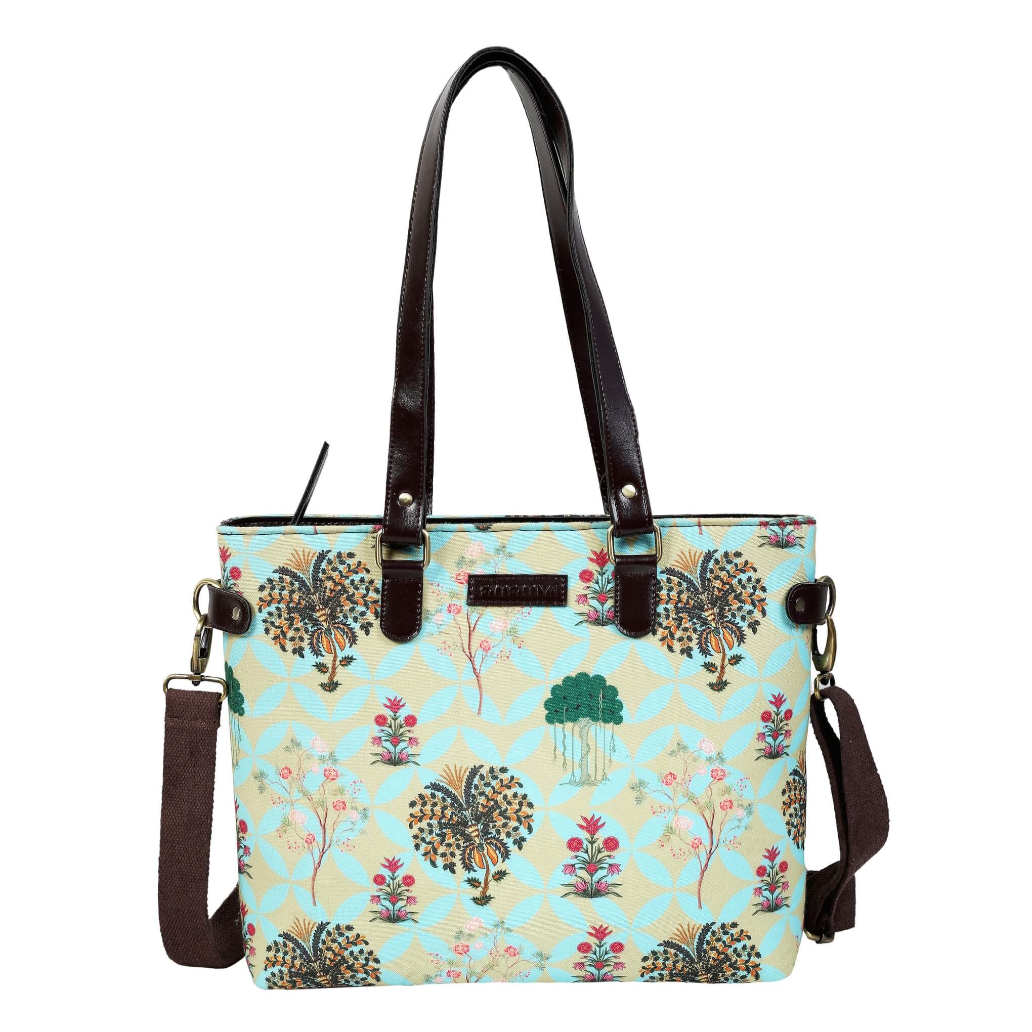 Garden Design Tote Bag With Compartments