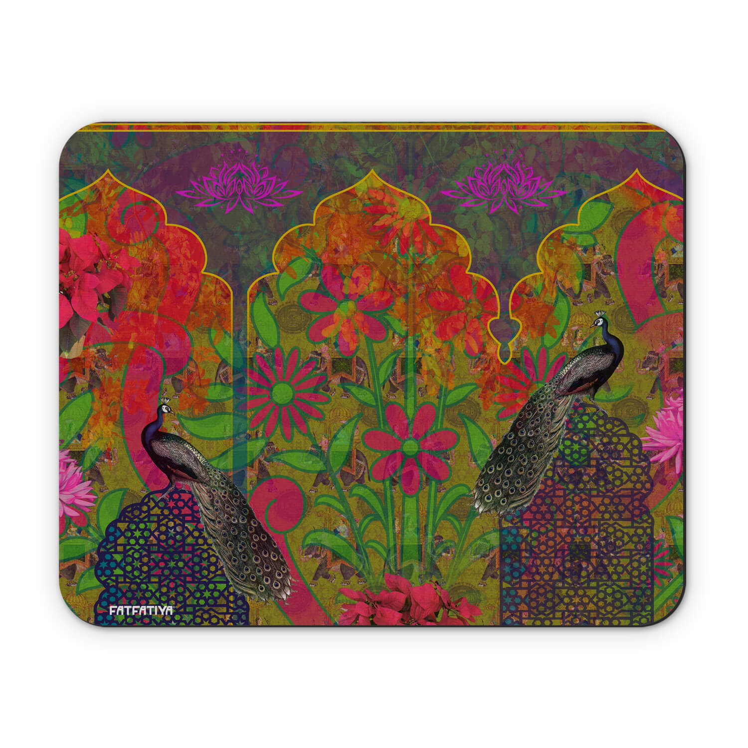Peacock and Flower Printed MouseMat